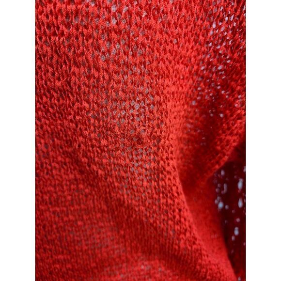 Christian Siriano Runway| Coral Open Knit High Low Hem| Sweater| XL - Picture 10 of 11